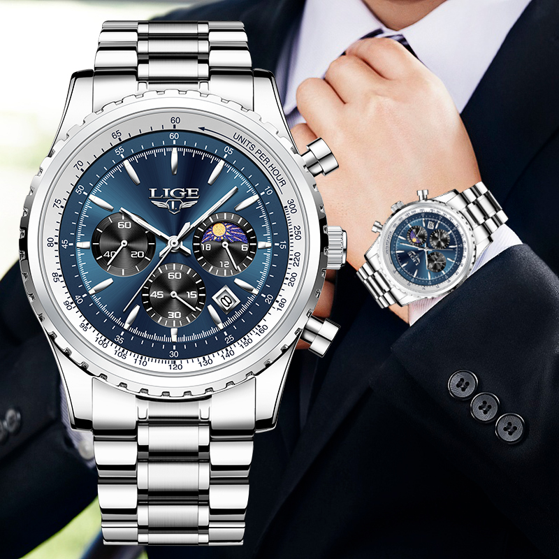 Luxury Watch Name - LIGE jam tangan Quartz pria, arloji