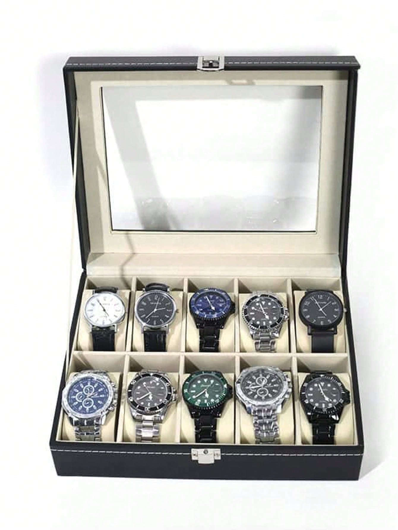 Luxury Watch Holder - Kotak Jam Tangan Kulit dengan Kunci,