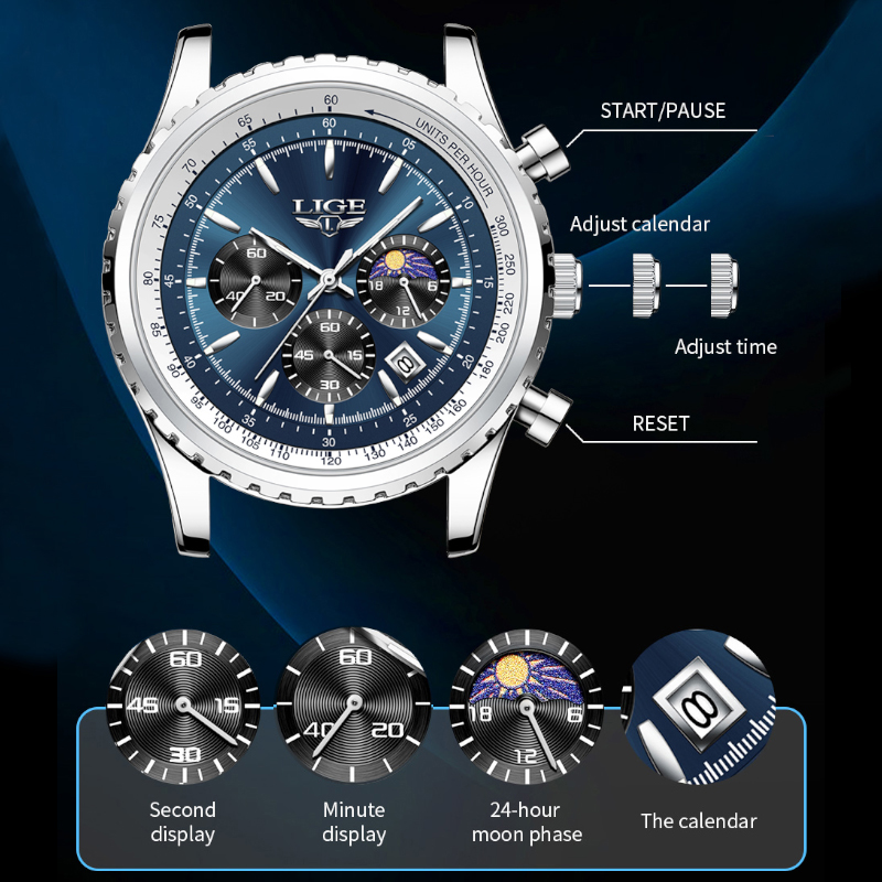 LIGE jam tangan Quartz pria, a - Luxury Watch Name ulasan dan harga