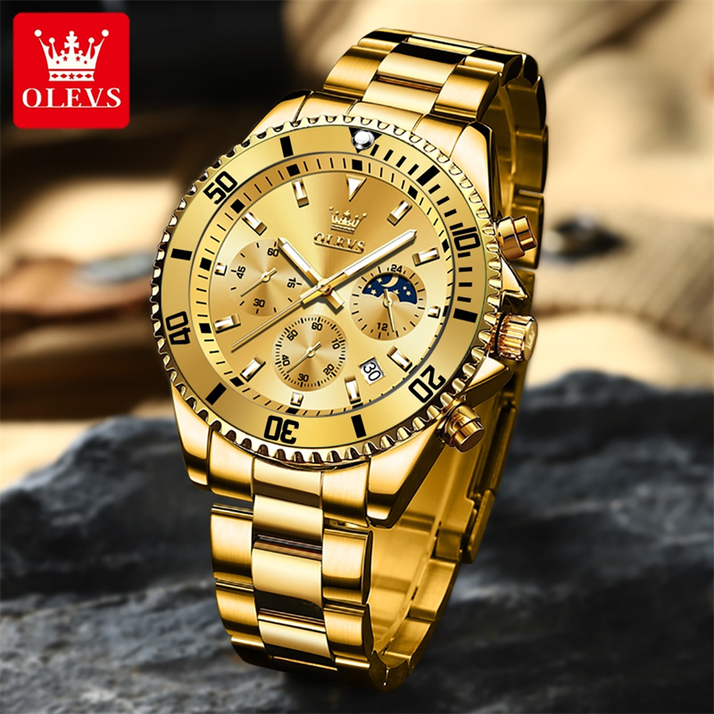 OLEVS jam tangan kuarsa emas p - Luxury Watch Name ulasan dan harga