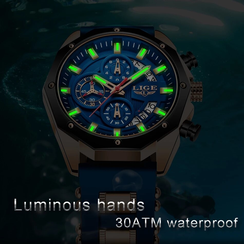LIGE jam tangan kronograf pria - Luxury Watch Name ulasan dan harga