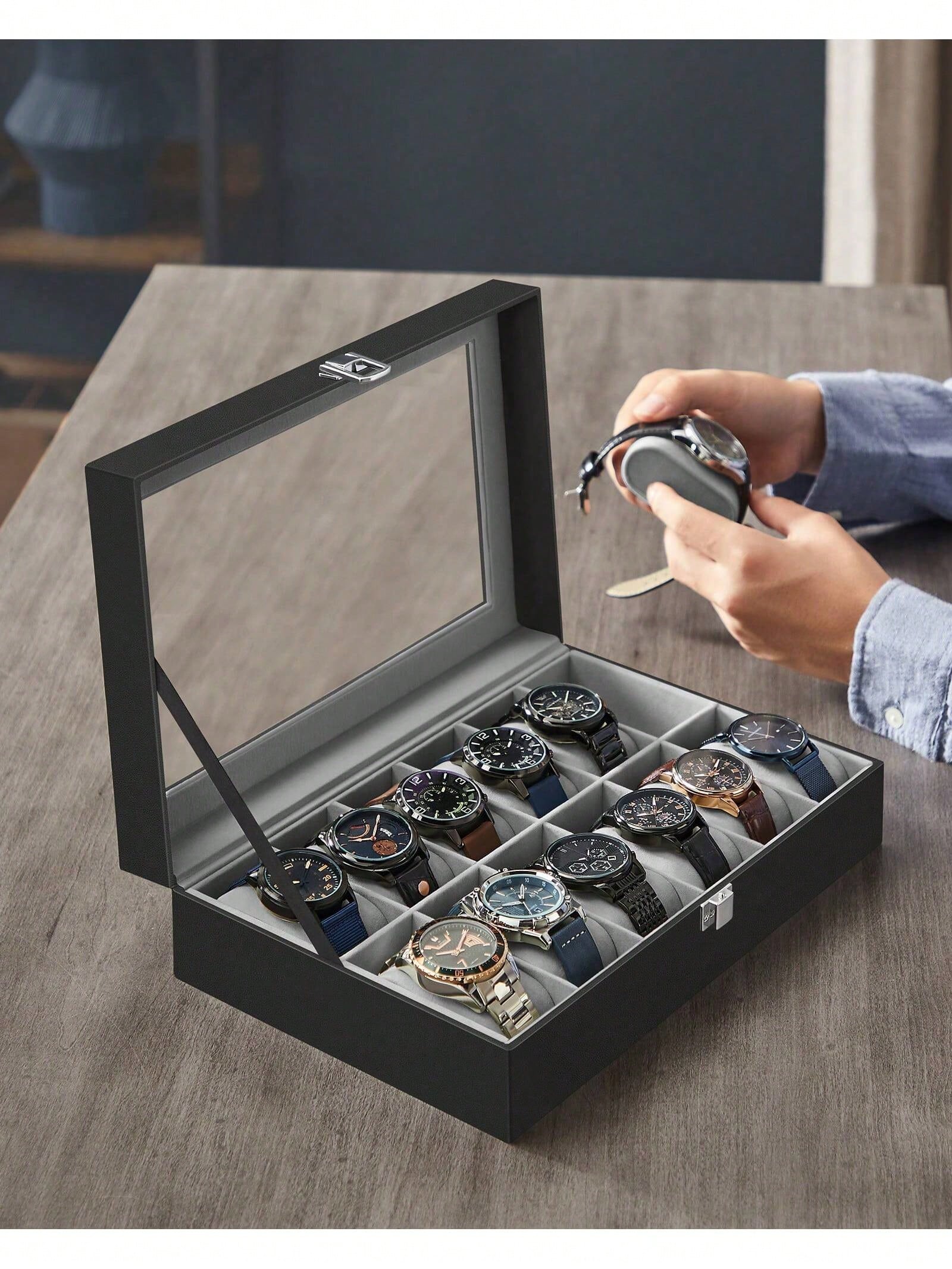 Kotak Jam Tangan 12 Slot yang  - Luxury Watch Holder ulasan dan harga